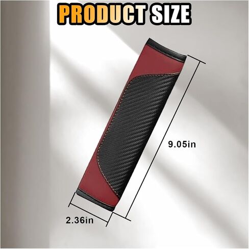 2PCS Car Seat Belt Cover, Soft Carbon Fiber Leather Safety Belt Shoulder Strap Pads, Breathable Seat Belt Strap Cushion Protect Your Neck and Shoulder, Suitable for Most Cars (Black+Red) in Saudi Arabia