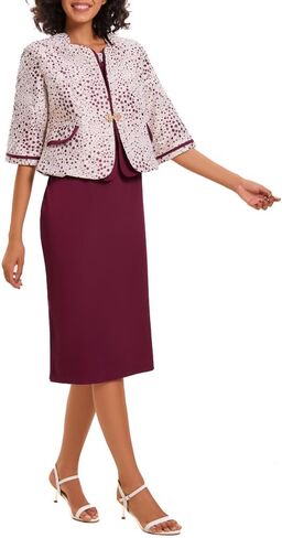 Women's 2 Piece Dress Church Suit with Polka dot embroidery Mother Gifts Special Occasion Wedding Party Formal Evening Dress in Saudi Arabia