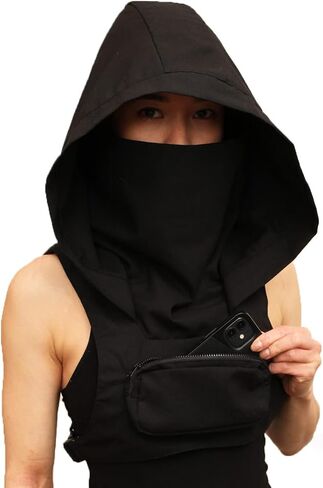 ملابس Cyberpunk بقلنسوة سترة بقلنسوة سترة سايبر بانك القوطي قناع هود مهرجان الزي ملابس المرحلة Techwear الظلام الصدر تلاعب in Kuwait