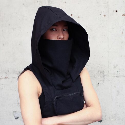 ملابس Cyberpunk بقلنسوة سترة بقلنسوة سترة سايبر بانك القوطي قناع هود مهرجان الزي ملابس المرحلة Techwear الظلام الصدر تلاعب in Kuwait