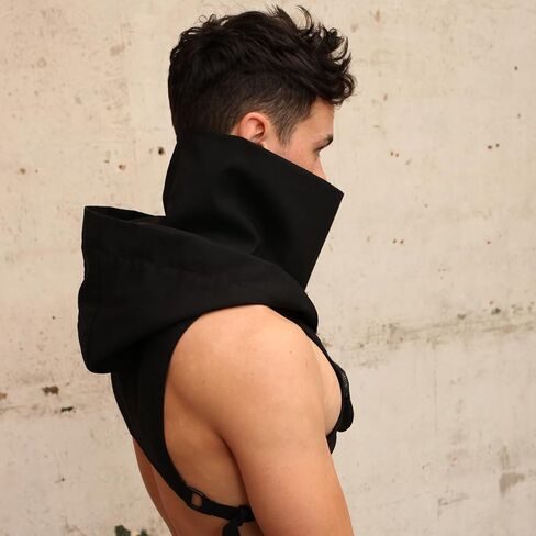 ملابس Cyberpunk بقلنسوة سترة بقلنسوة سترة سايبر بانك القوطي قناع هود مهرجان الزي ملابس المرحلة Techwear الظلام الصدر تلاعب in Kuwait
