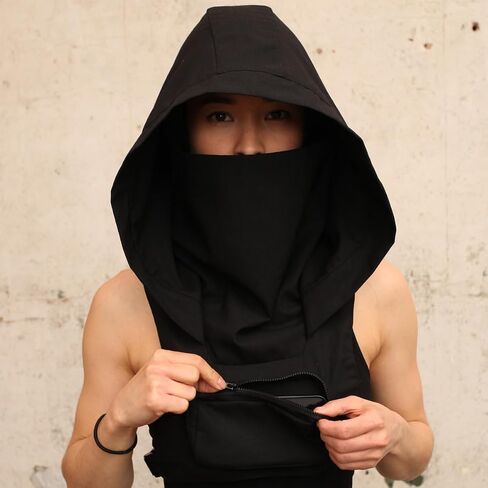 ملابس Cyberpunk بقلنسوة سترة بقلنسوة سترة سايبر بانك القوطي قناع هود مهرجان الزي ملابس المرحلة Techwear الظلام الصدر تلاعب in Kuwait