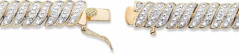 PalmBeach Yellow Gold-plated Genuine Diamond Accent S Link Tennis Bracelet (10mm), Tongue Clasp, 7 inches in Saudi Arabia
