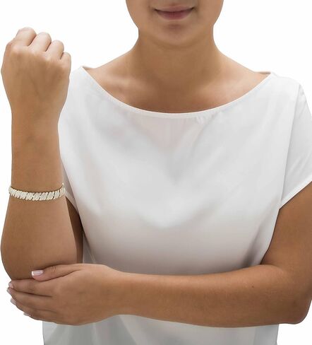 PalmBeach Yellow Gold-plated Genuine Diamond Accent S Link Tennis Bracelet (10mm), Tongue Clasp, 7 inches in Saudi Arabia