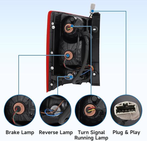 Tail Light Assembly Compatible with 2009-2015 Honda Pilot Taillight Bulb and Wiring Harness Included 09 10 11 12 13 14 15 Pilot Rear Brake Lamps Passenger Side (Right Side) in Saudi Arabia