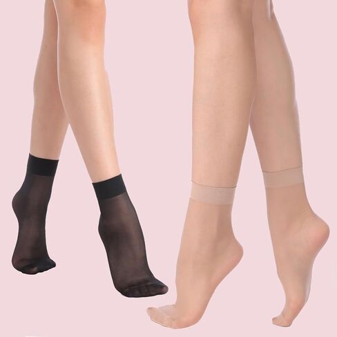 9 Pairs Sheer Thin Nylon Socks for Womem,20D Lady's Ankle Calf Socks with Reinforced Toe in Saudi Arabia
