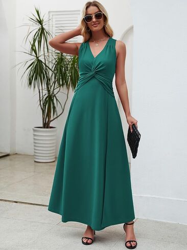 Wedding Guest Dresses for Women 2024 V Neck Formal Dresses for Women Sleeveless Evening in Saudi Arabia