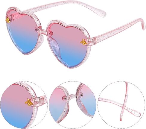 3 Pieces Kids Heart Shaped Sunglasses Stylish Cute Bee Sunglasses for Toddler Girls Age 3-10 Outdoor Beach Eyewear in Saudi Arabia