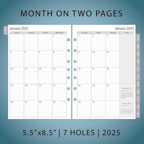 عبوات مخطط 2024، إدراجات كتاب المواعيد الأسبوعية والشهرية، مبوبة، 7 فتحات، كلاسيكي/مقاس 4 in Kuwait