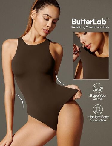 Ewedoos Bodysuits for Women Tummy Control Body Suits Womens Tank Top Bodysuit Racerback Slimming Thong Bodysuit Leotard in Kuwait