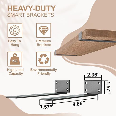 10 Inch Deep Floating Shelves for Wall, Irregular Natural Live Edge Floating Shelves, Solid Poplar Wood Floating Shelves, Rustic Floating Shelves for Farmhouse, Living Room, Kitchen & Bedroom in Saudi Arabia