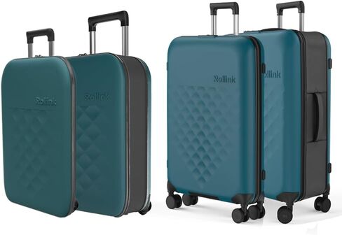 Rollink Collapsible Luggage 2-Piece Set (22/29), Hardshell, Lightweight, Silent Coated Wheels for Smooth Gliding, Scratch, Water & Impact Resistant, Deep Lagon in Kuwait