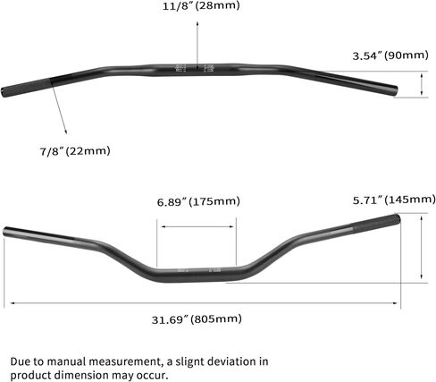 RUTU 28mm 1-1/8"Fat Handlebars Motorcycle Handlebars for Dirt Pit Bike CRF CR YZ WR KX KLX RM RMZ RMX DRZ (Black) in Saudi Arabia