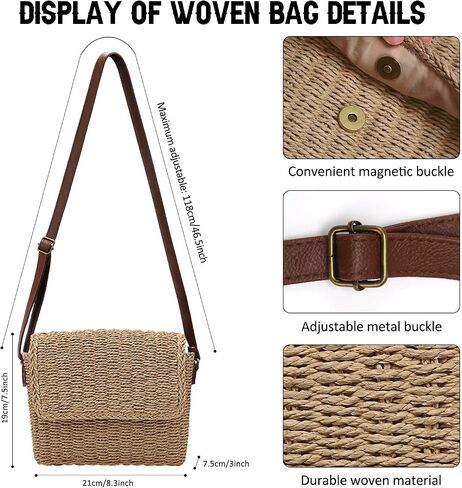 Ayieyill Straw Clutch Bags for Women Shoulder Bag Crossbody Bag Summer Beach Straw Bag Hand-Woven in Saudi Arabia