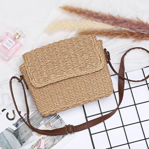 Ayieyill Straw Clutch Bags for Women Shoulder Bag Crossbody Bag Summer Beach Straw Bag Hand-Woven in Saudi Arabia
