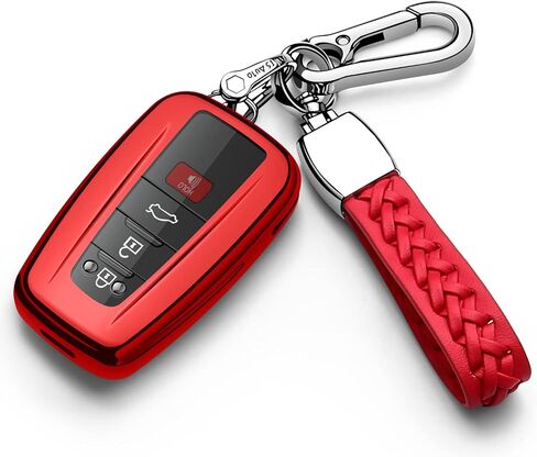 Autophone for Toyota Key Fob Cover with Keychain Soft TPU Key Shell Case,For 2020-2022 Highlander Corolla Prius 2018-2024 RAV4 Camry C-HR Avalon GT86 (Red) in Saudi Arabia