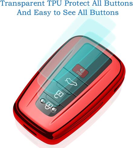 Autophone for Toyota Key Fob Cover with Keychain Soft TPU Key Shell Case,For 2020-2022 Highlander Corolla Prius 2018-2024 RAV4 Camry C-HR Avalon GT86 (Red) in Saudi Arabia