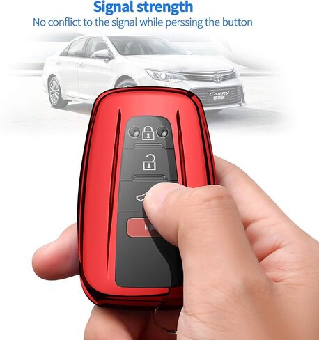 Autophone for Toyota Key Fob Cover with Keychain Soft TPU Key Shell Case,For 2020-2022 Highlander Corolla Prius 2018-2024 RAV4 Camry C-HR Avalon GT86 (Red) in Saudi Arabia