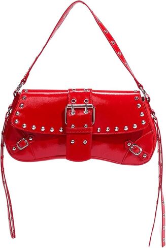 Verdusa Women's Shoulder Bag Y2K Handbag Rivet Punk Hobo Purse with Buckle in Saudi Arabia