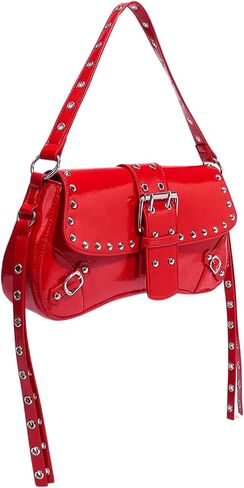 Verdusa Women's Shoulder Bag Y2K Handbag Rivet Punk Hobo Purse with Buckle in Saudi Arabia