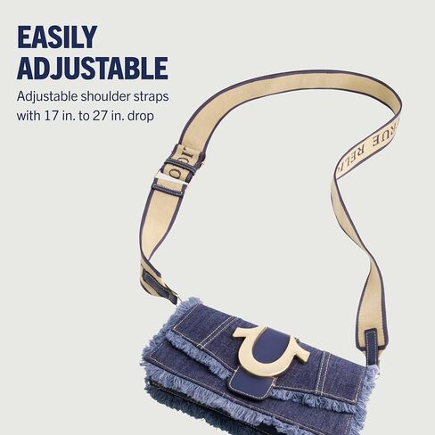 حقيبة كتف نسائية من True Religion، حقيبة يد صغيرة من قماش الدنيم المتآكل مع شعار حدوة الحصان in Saudi Arabia