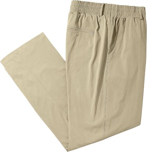 LETAOTAO Mens Big and Tall Full Elastic Waist Twill Pants Stretch Slacks with Zipper Fly and Pockets in Saudi Arabia