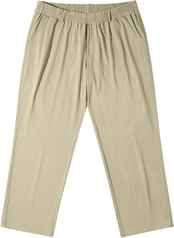 LETAOTAO Mens Big and Tall Full Elastic Waist Twill Pants Stretch Slacks with Zipper Fly and Pockets in Saudi Arabia