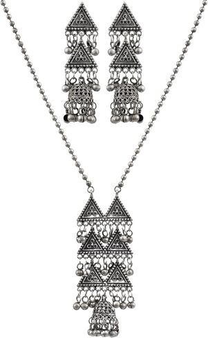 Antique Designer Indian Silver Oxidized Ethnic Traditional Ghungroo Bells Boho Tribal Afghani Necklace Jewelry Women in Saudi Arabia