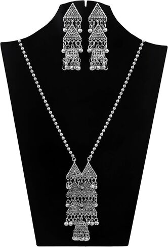 Antique Designer Indian Silver Oxidized Ethnic Traditional Ghungroo Bells Boho Tribal Afghani Necklace Jewelry Women in Saudi Arabia