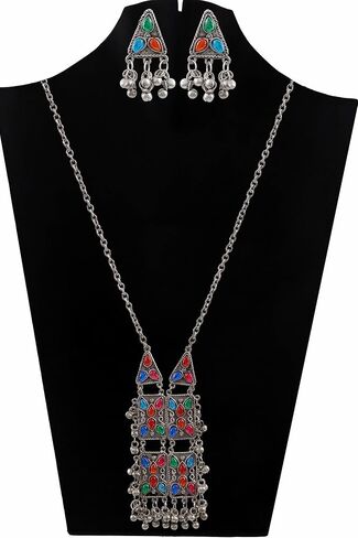 العتيقة مصمم الهندي الفضة المؤكسد العرقية التقليدية Ghungroo أجراس بوهو القبلية الأفغانية قلادة مجوهرات النساء in Kuwait