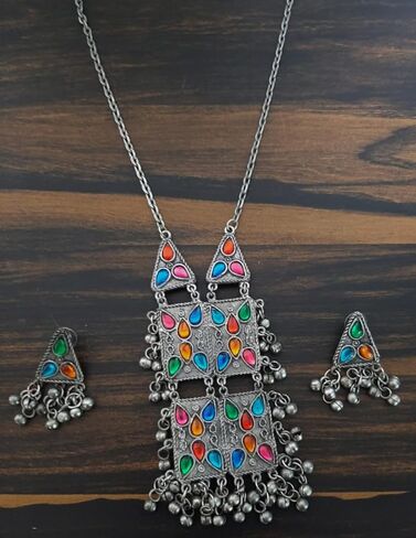 العتيقة مصمم الهندي الفضة المؤكسد العرقية التقليدية Ghungroo أجراس بوهو القبلية الأفغانية قلادة مجوهرات النساء in Kuwait