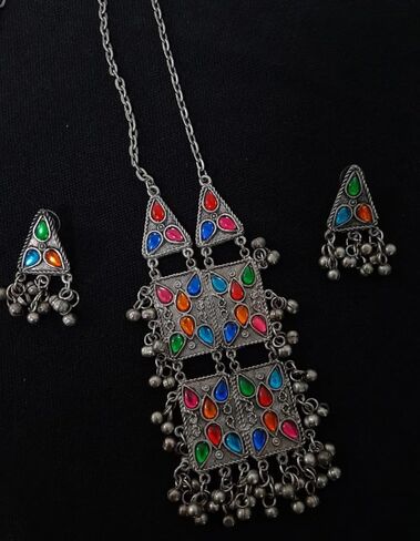 العتيقة مصمم الهندي الفضة المؤكسد العرقية التقليدية Ghungroo أجراس بوهو القبلية الأفغانية قلادة مجوهرات النساء in Kuwait