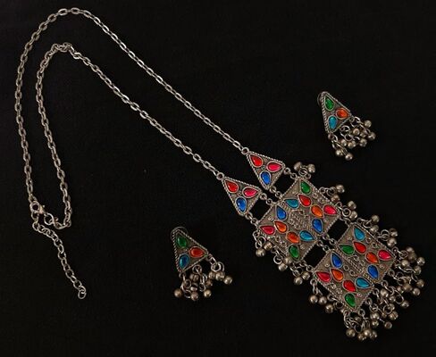 العتيقة مصمم الهندي الفضة المؤكسد العرقية التقليدية Ghungroo أجراس بوهو القبلية الأفغانية قلادة مجوهرات النساء in Kuwait