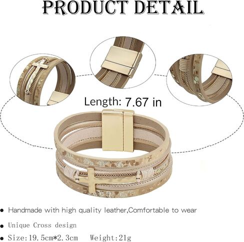 Leather Wrap Bracelets Cross Bracelets Trendy Layered Bracelet for Women Stackable Bracelet Jewelry Birthday Christmas in Kuwait