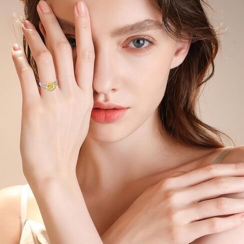 خاتم عباد الشمس 925 الفضة الاسترليني زهرة عباد الشمس خاتم قابل للتعديل حلقة مفتوحة أنت بلدي الشمس المشرقة مجوهرات هدايا للفتيات أمي عيد ميلاد عطلة عيد الميلاد حجم 7-9 in Kuwait