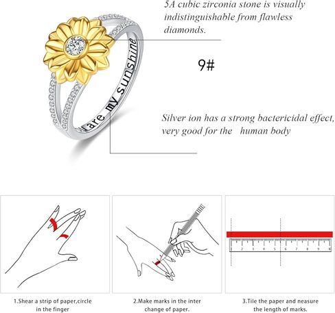 خاتم عباد الشمس 925 الفضة الاسترليني زهرة عباد الشمس خاتم قابل للتعديل حلقة مفتوحة أنت بلدي الشمس المشرقة مجوهرات هدايا للفتيات أمي عيد ميلاد عطلة عيد الميلاد حجم 7-9 in Kuwait