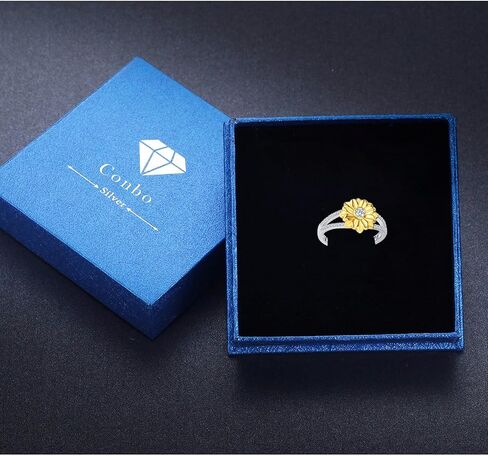 خاتم عباد الشمس 925 الفضة الاسترليني زهرة عباد الشمس خاتم قابل للتعديل حلقة مفتوحة أنت بلدي الشمس المشرقة مجوهرات هدايا للفتيات أمي عيد ميلاد عطلة عيد الميلاد حجم 7-9 in Kuwait