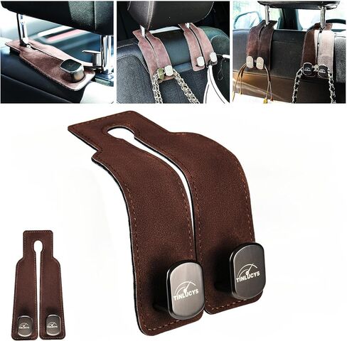 Car Seat Headrest Hook,Purse Hook for Universal Vehicle,Bag Holder Hook for Car,Handbag Suede Purse Coat Fit for Car Accessories Brown in Saudi Arabia