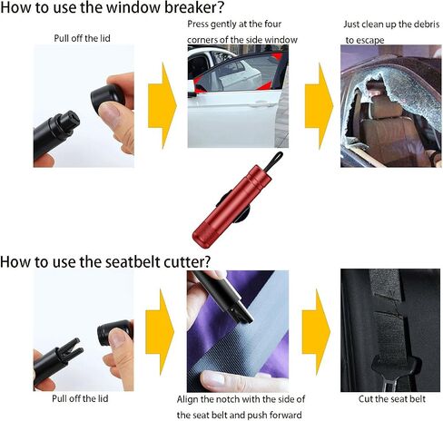 Car Window Breaker Seatbelt Cutter Hammerdex Car Safety Hammer Safehammer Glass Breaker Safe Hammer Glass Breaker Under Water,One Second Broken Window (2 Red) in Saudi Arabia