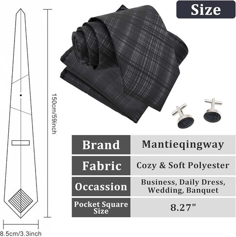 Mantieqingway Mens Ties & Pocket Square & Cufflinks Set, Necktie and Handkerchief for Formal Business Prom School Weddings in Kuwait