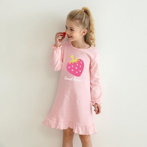 2Pcs Girls Nightgowns 3-10 Years Flutter Long Sleeves Nightdress Nightie Dress Sleepwear Pajamas for Toddler Kids Girls in Saudi Arabia