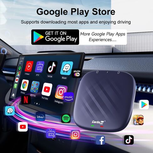 محول CarlinKit Android AI Box-2023 الجديد مع Android 13.0/Netflix/YouTube/Wireless CarPlay&Android Auto/GPS/4G، صندوق البث السحري لـ CarPlay السلكية وشاشة اللمس للسيارة، 8+128 جيجابايت مع منفذ بطاقة SIM/TF in Saudi Arabia