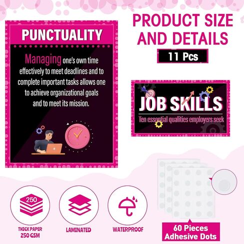11 Pcs Job Skills Posters Educational Bulletin Board Set High School Classroom Decorations Essential Qualities Employers Seek Posters for College Library Home Workplace Wall Decors Supplies in Saudi Arabia