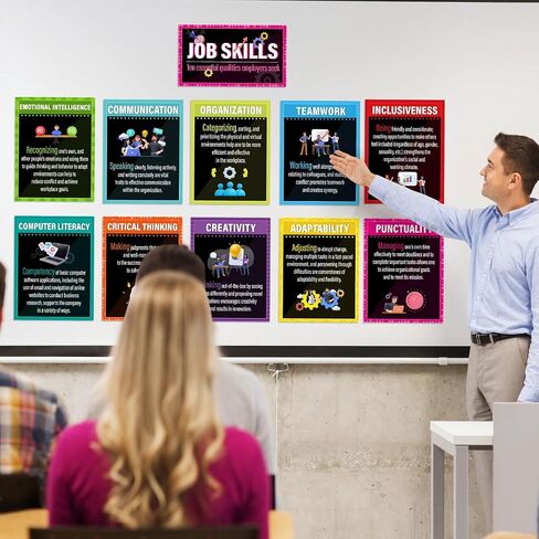 11 Pcs Job Skills Posters Educational Bulletin Board Set High School Classroom Decorations Essential Qualities Employers Seek Posters for College Library Home Workplace Wall Decors Supplies in Saudi Arabia