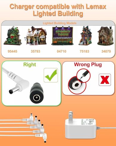 محول طاقة 10 قدم 5 مخرج متوافق مع Lemax Lighted Village 74707 74295 84428 44242 94565 94566 94527 94563 94564 44241 64517 74269 بديل لمحول الطاقة Lemax 94563. in Saudi Arabia