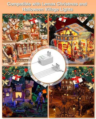 محول طاقة 10 قدم 5 مخرج متوافق مع Lemax Lighted Village 74707 74295 84428 44242 94565 94566 94527 94563 94564 44241 64517 74269 بديل لمحول الطاقة Lemax 94563. in Saudi Arabia