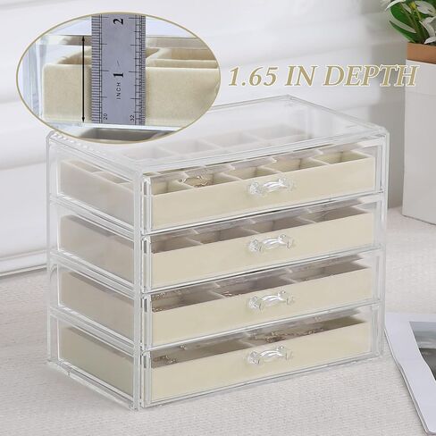 misaya Earring Jewelry Organizer with 5 Drawers, Mother's Day Gift, Clear Acrylic Jewelry Box for Women, Velvet Earring Display Holder for Earrings Ring Bracelet Necklace, Black in Saudi Arabia