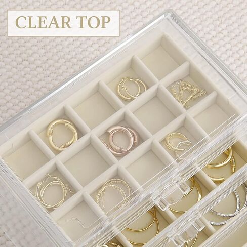 misaya Earring Jewelry Organizer with 5 Drawers, Mother's Day Gift, Clear Acrylic Jewelry Box for Women, Velvet Earring Display Holder for Earrings Ring Bracelet Necklace, Black in Saudi Arabia