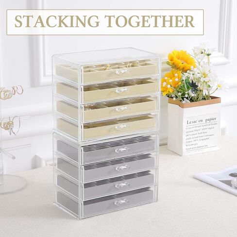 misaya Earring Jewelry Organizer with 5 Drawers, Mother's Day Gift, Clear Acrylic Jewelry Box for Women, Velvet Earring Display Holder for Earrings Ring Bracelet Necklace, Black in Saudi Arabia