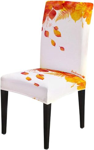 EMMTEEY Fall Maple Dining Chairs Covers Autumn Leaves Dining Room Chair Slipcovers Set of 6 Thanksgiving Spandex Stretch Chair Slipcover Removable Washable Chair Protector for Kitchen Hotels in Saudi Arabia